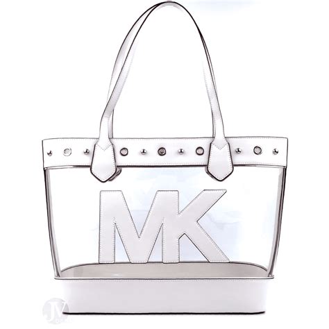 mk michael kors shiny white bag tote|Michael Kors clear tote bag.